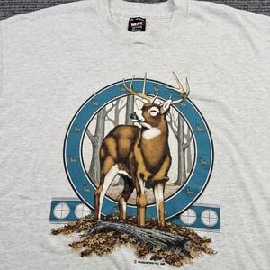 VTG Buck Deer Nature Fall Leaves Unisex XL‎ Silkmasters 1986 USA Single Stitch